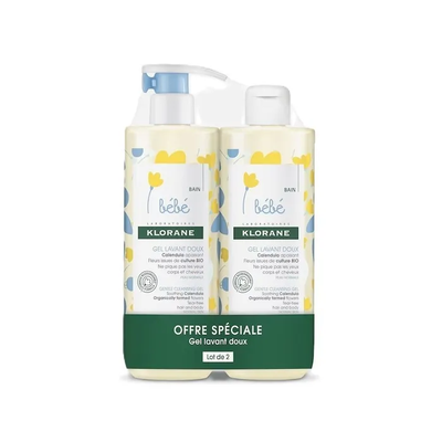 Image KLORANE BEBE Gel Lavant Doux 2x500ml